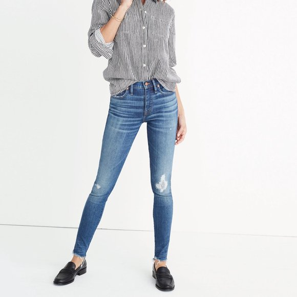 Madewell Denim - Madewell 9" High-Rise Skinny Jeans in Allegra Wash: Rip and Repair Edition